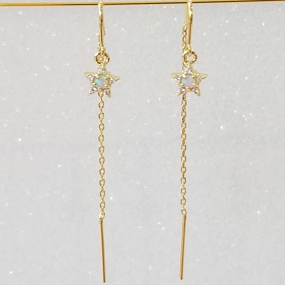 Eleonorajewels Jewelry - Gold chain opal star threader earings